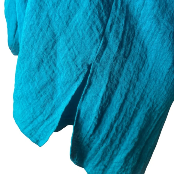 Soft Surroundings Blazer Size large Turquoise Jacket Blue Gauze Toggle Clasp - Picture 6 of 8